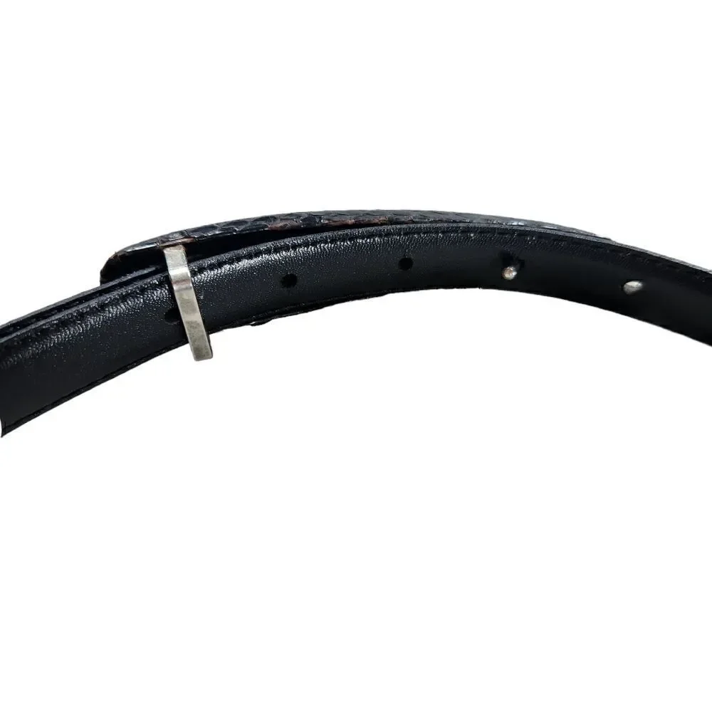 Fob Trading Snakeskin Belt Black M L 24-28 inch Skinny